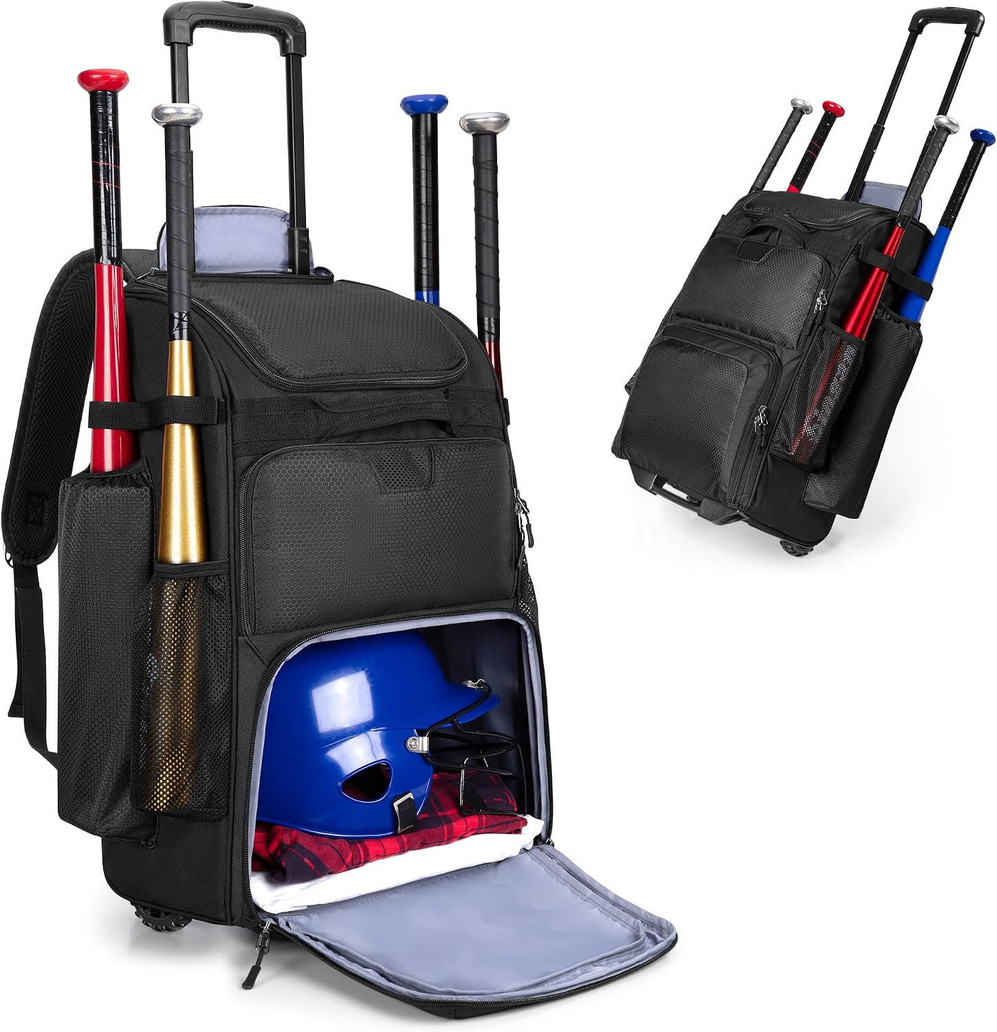 Sports Equipment Bag - Rolling Baseball Backpack With Wheels Heavy