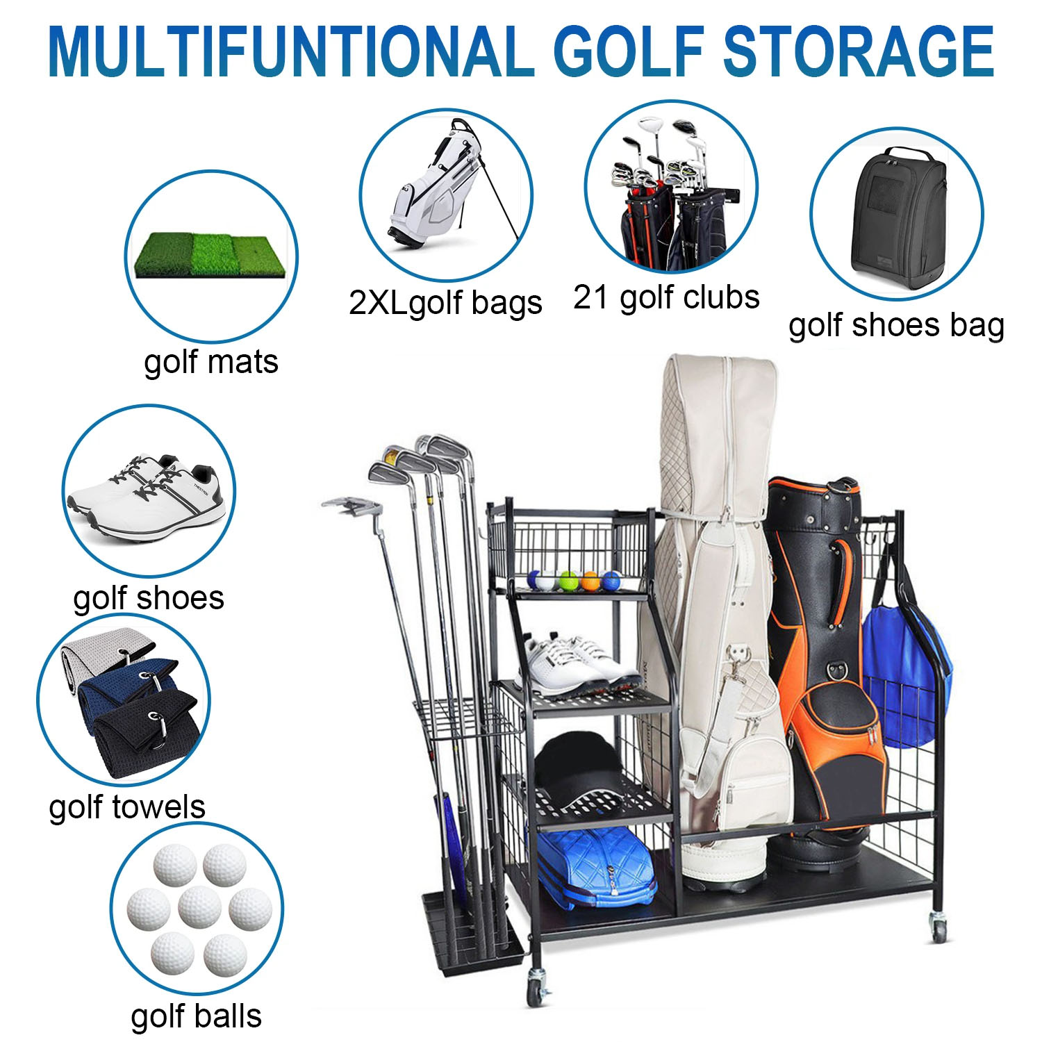 Golf Bag Storage Garage Organi - огляд і ціна Sports Equipment Organizer Rack