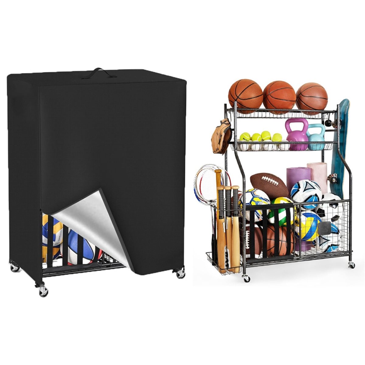 Basketball Rack Cover Garage S - огляд і ціна Sports Equipment Organizer Rack
