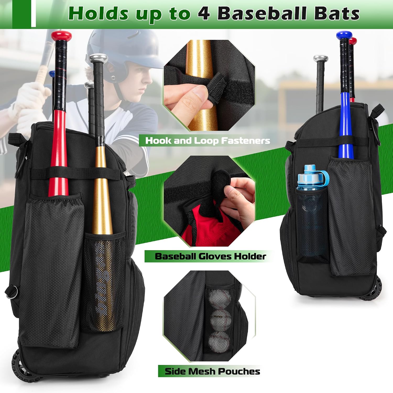 Rolling Baseball Backpack With - огляд і ціна Sports Equipment Bag